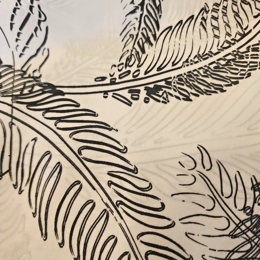 Allison W Black and White Feather Print Silk Oblong scarf  48